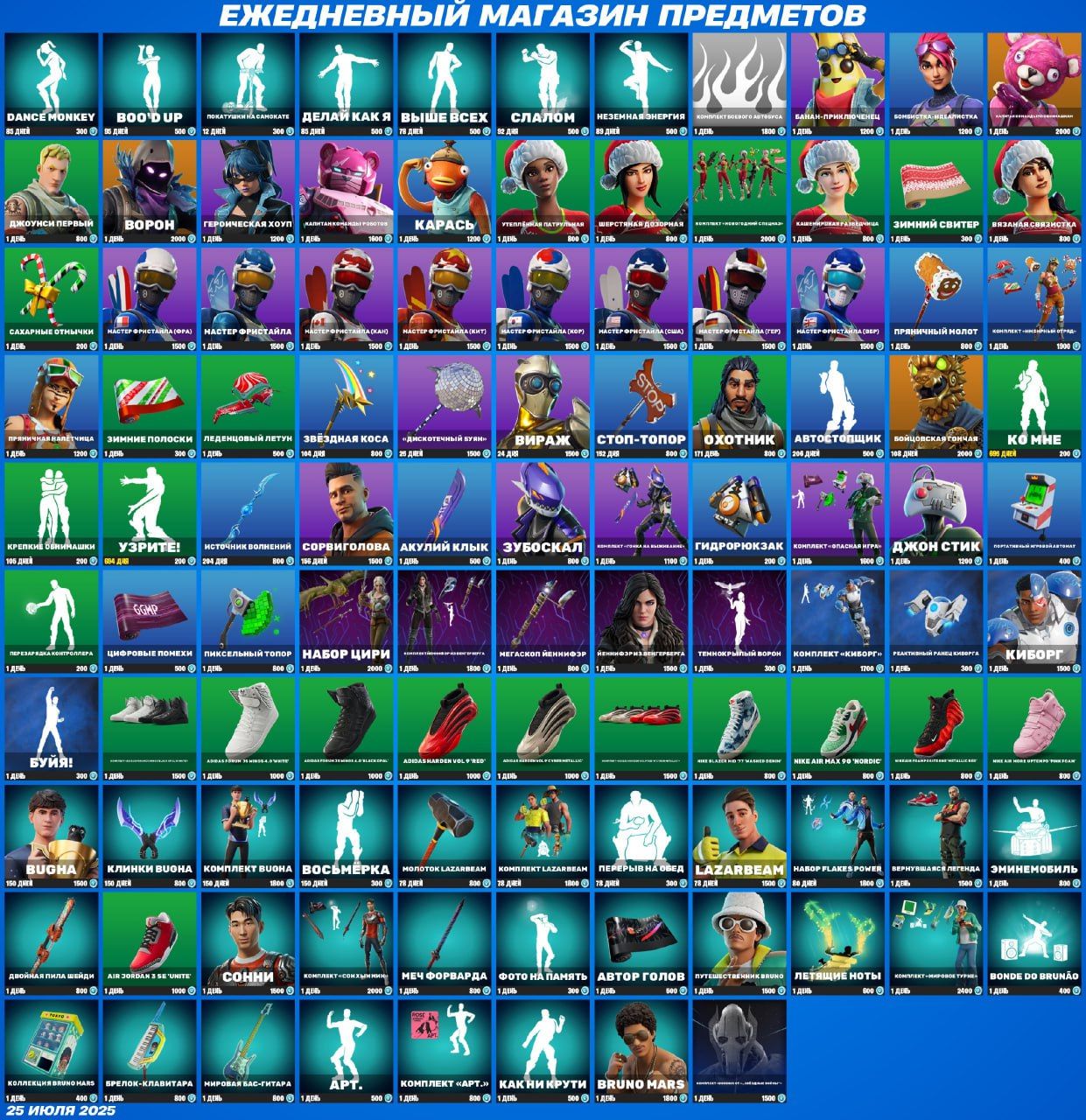 Новые скины и предметы в магазине Fortnite: что появилось в обновлении