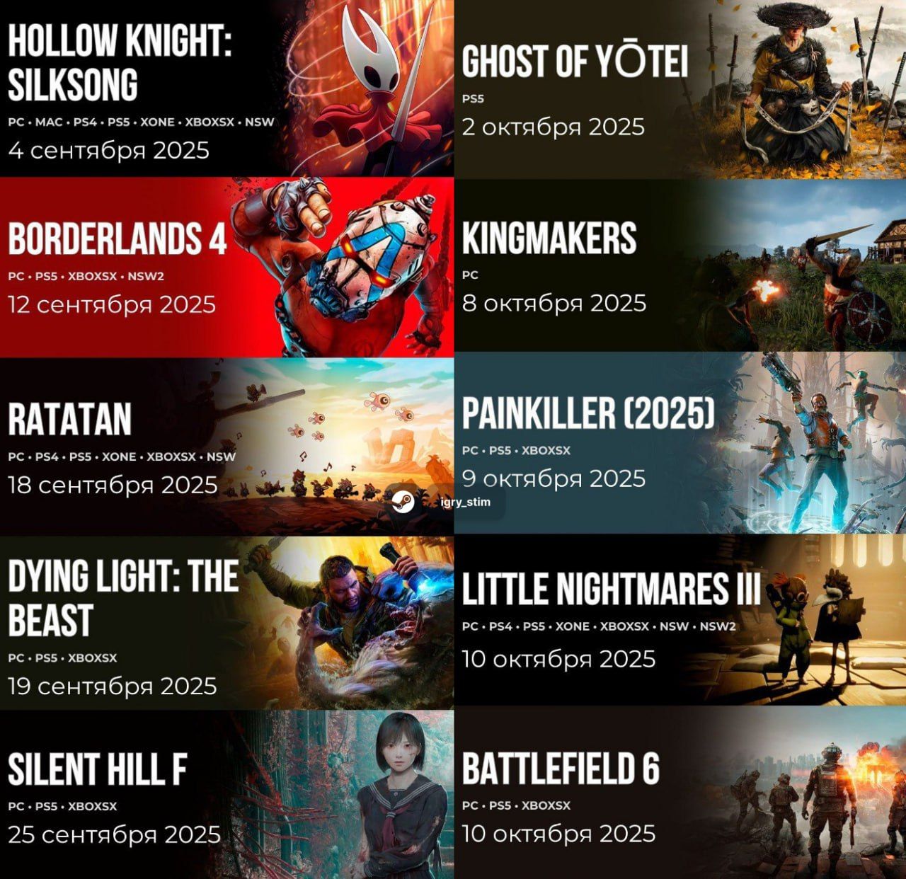 Календарь грядущих релизов на сентябрь и октябрь: что ждёт геймеров