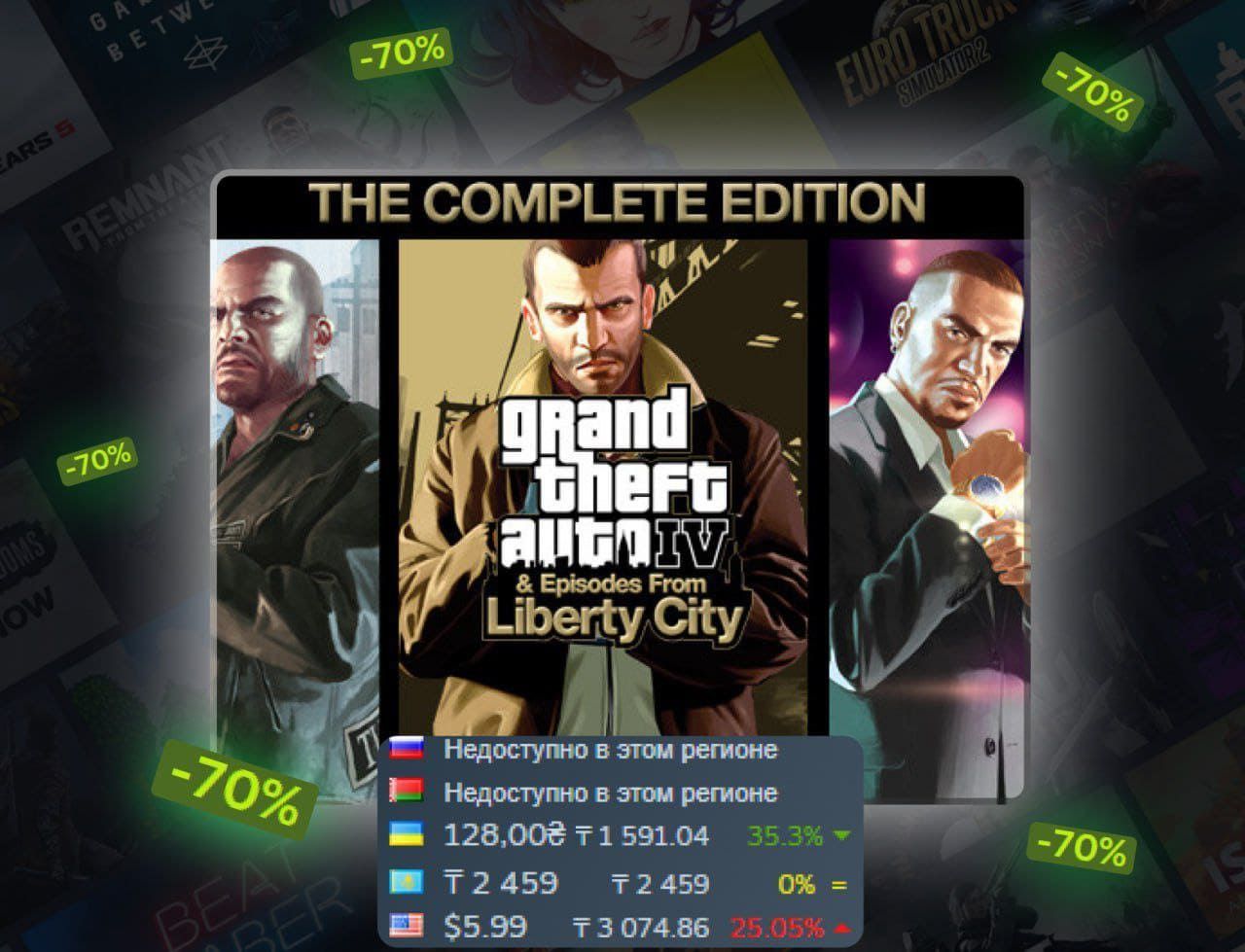 GTA 4: The Complete Edition – скидка 70%!