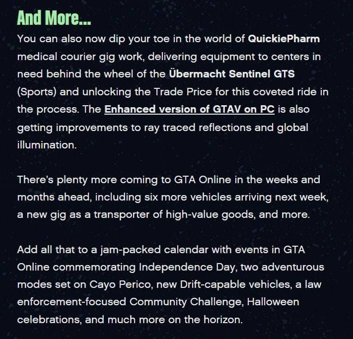 В GTA Online выйдут 6 новых транспортных средств и новая подработка