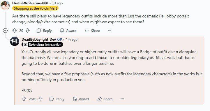 Обновление легендарных персонажей в Dead by Daylight: текущий статус и новые значки