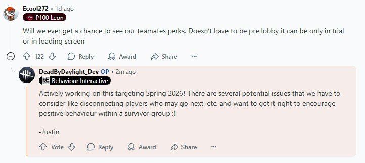 Новая функция в Dead by Daylight: возможность видеть навыки союзников появится весной 2026 года