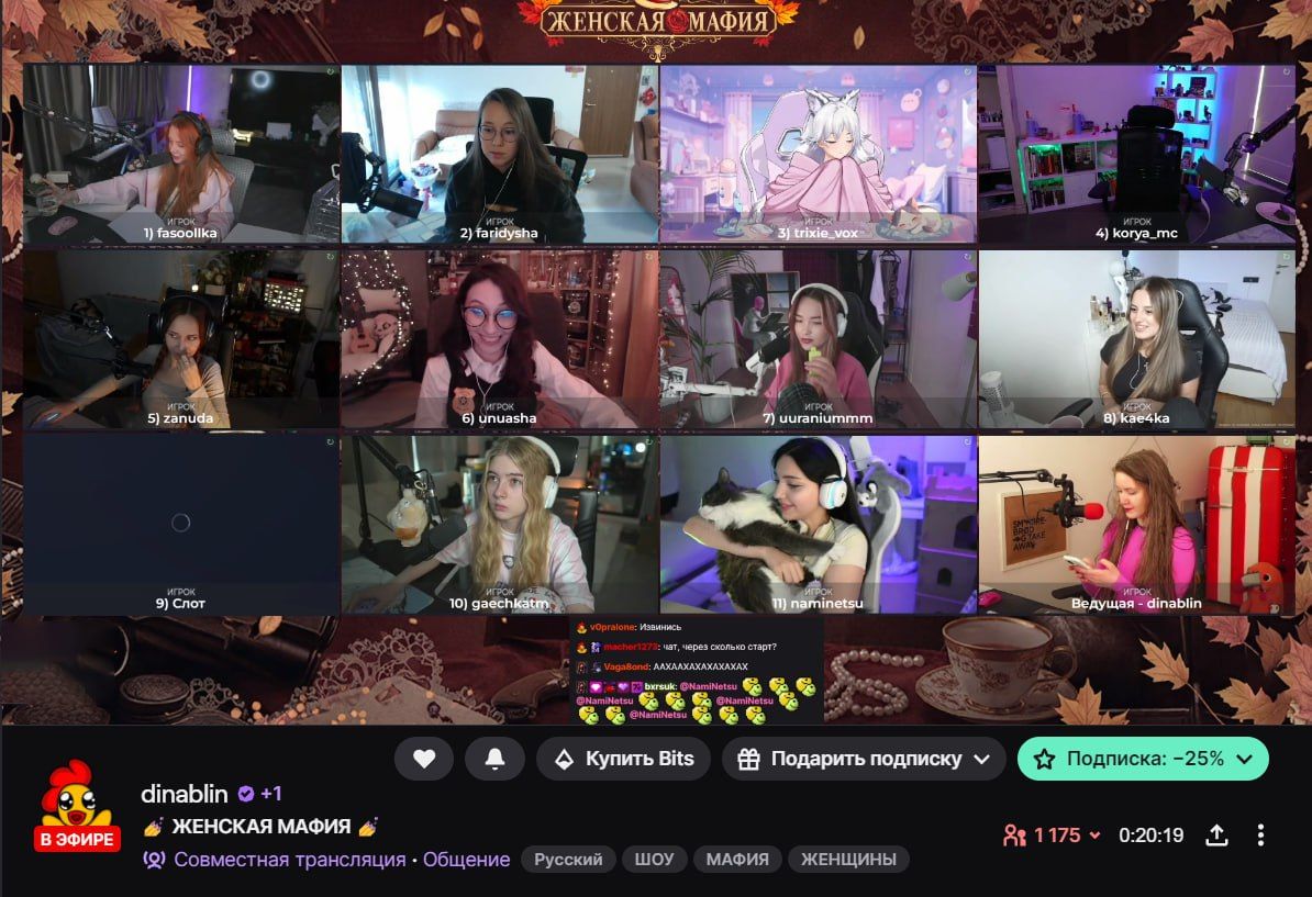 DinaBlin анонсировала женский турнир по «Мафии» с участием популярных стримерш