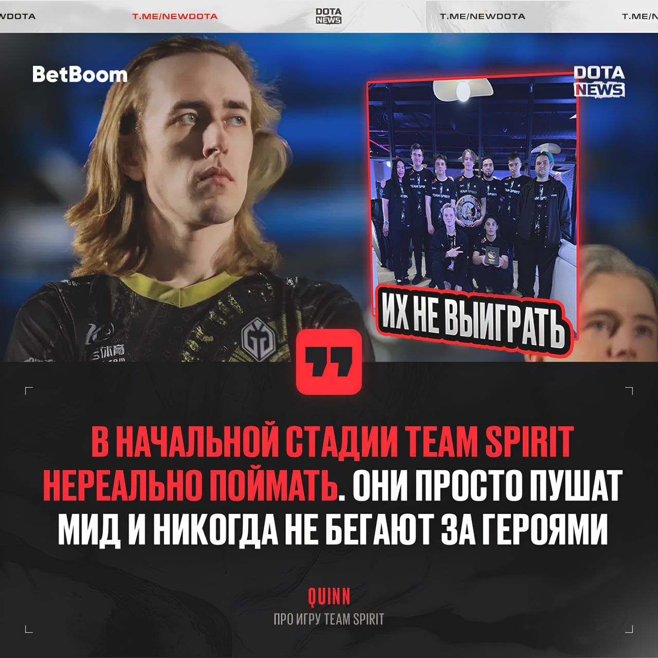 Quinn раскрыл особенности стратегии Team Spirit в Dota 2