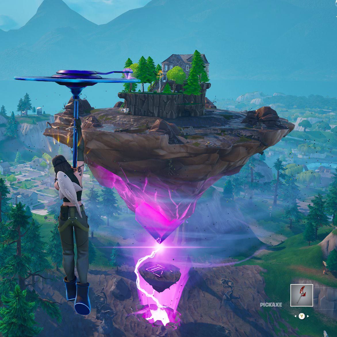 Летающий остров достигает Первой Руны в режиме «Фортнайт: Как Раньше»