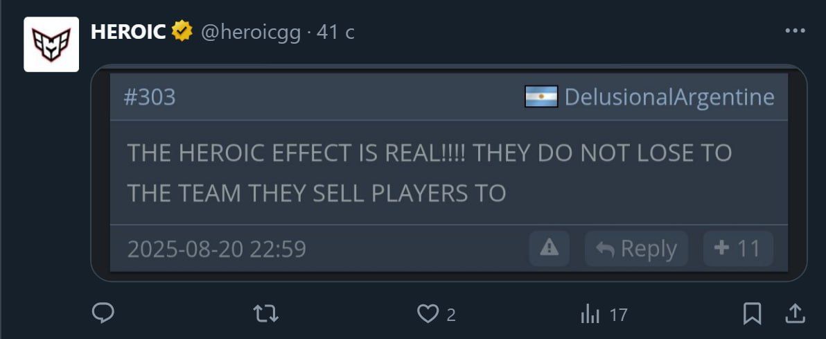 HEROIC подтверждают существование эффекта: команда не проигрывает тем, кому продает игроков