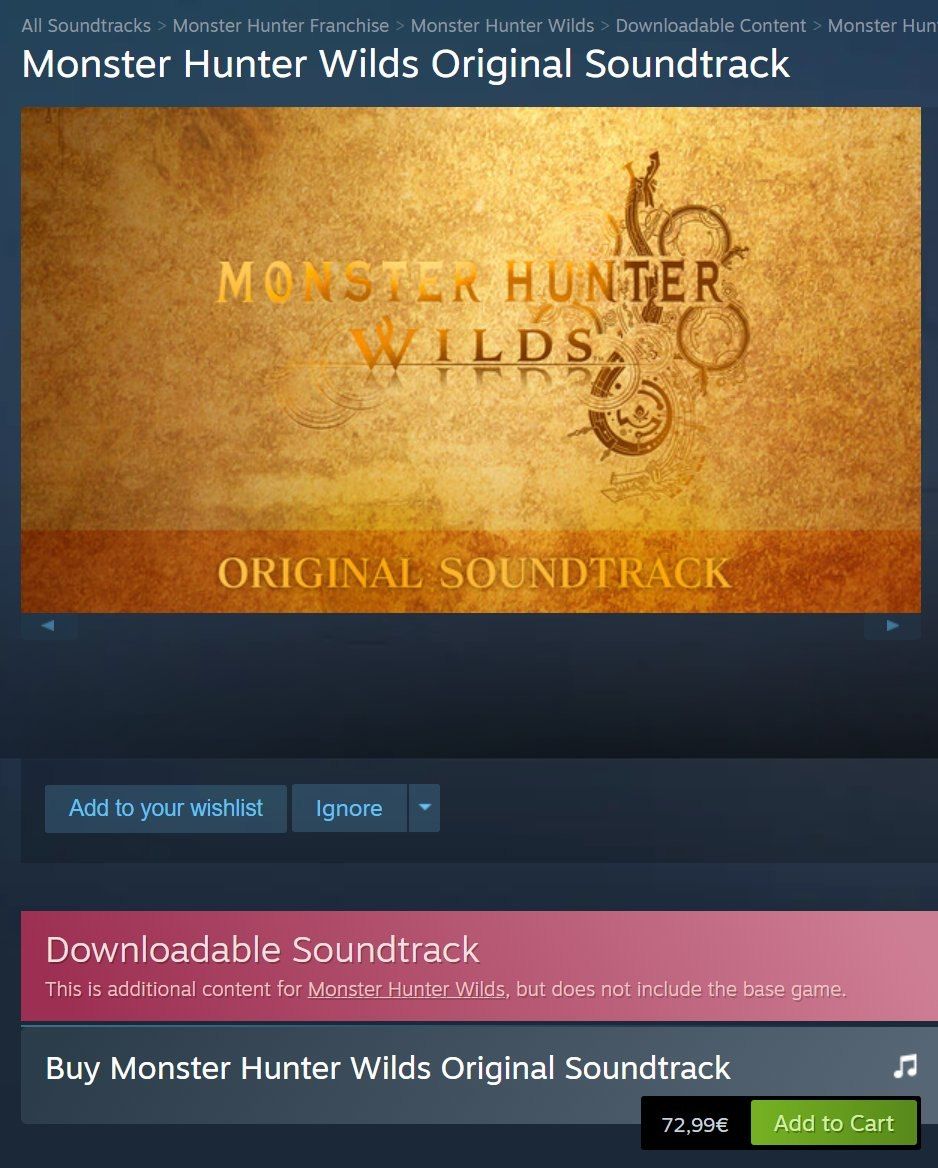 Выход саундтрека Monster Hunter Wilds в Steam: музыка дороже игры