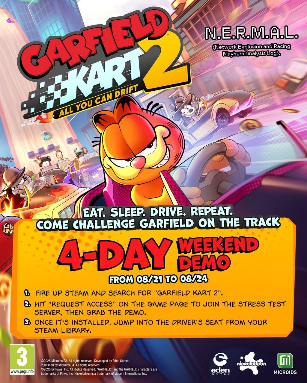 Garfield Kart 2 открывает двери для тестирования до 24 августа