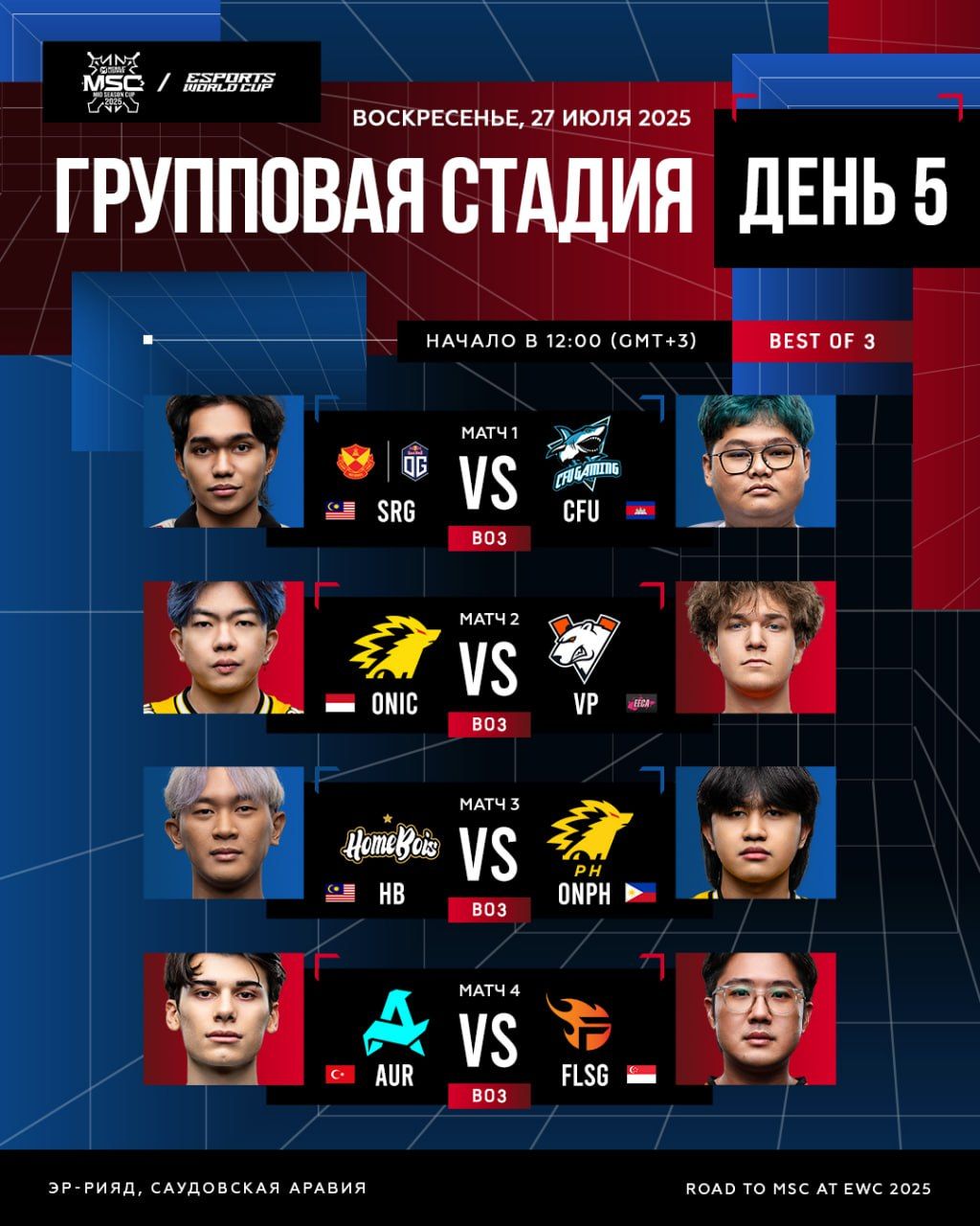 Финальный день группового этапа MSC на EWC 2025: расписание и важные моменты