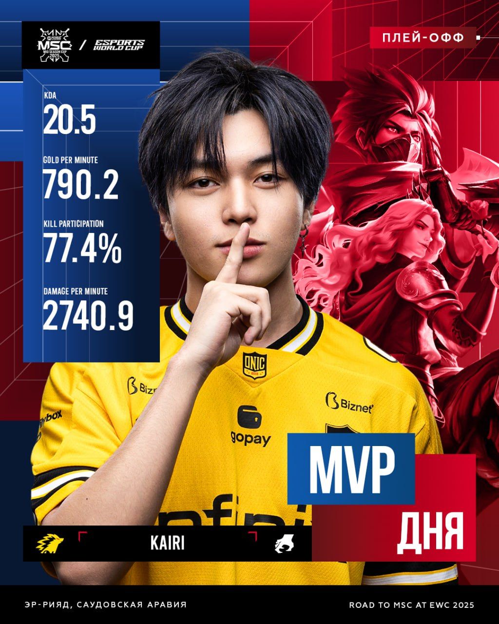 Kairi демонстрирует мастерство в плей-офф MSC 2025, приводя ONIC ID к победе