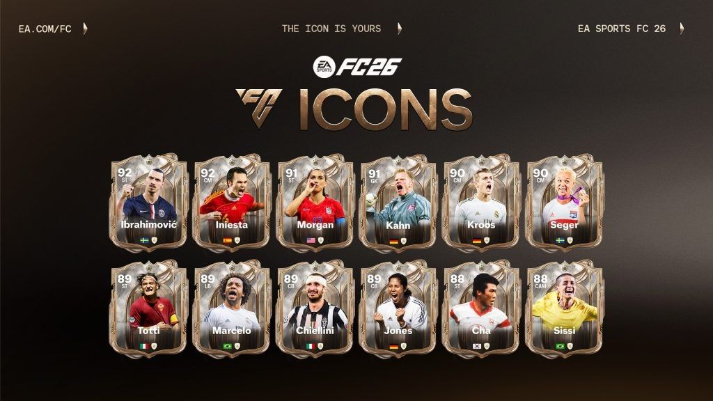 EA FC 26 представляет 12 новых икон, включая Франческо Тотти и Андреса Иньесту